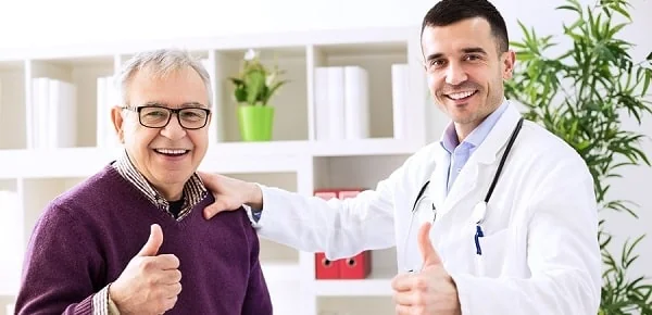 Doctor and patient discussing migraine clinical research