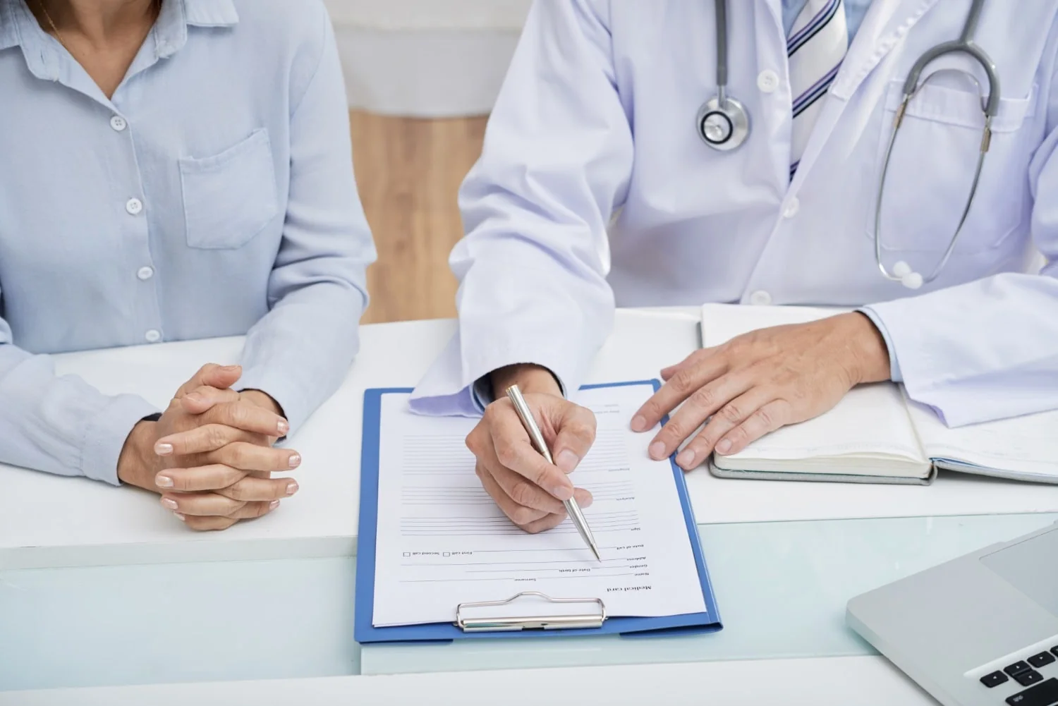 Doctor discussing study details with a participant